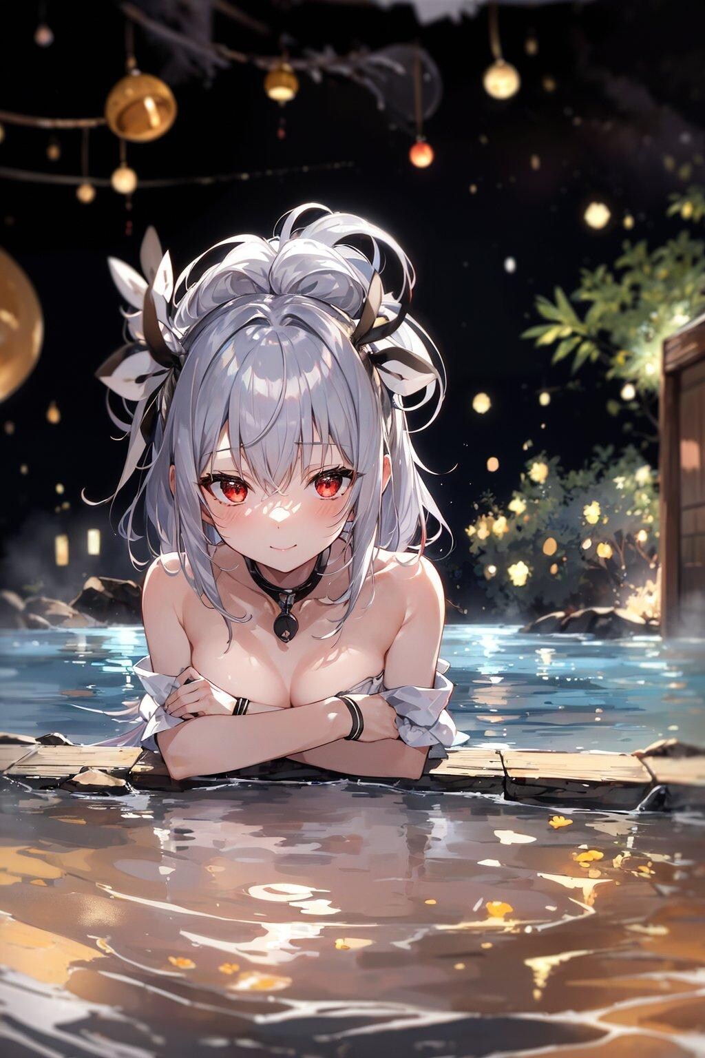 夜の露天風呂は気持ちがいいのじゃ💖