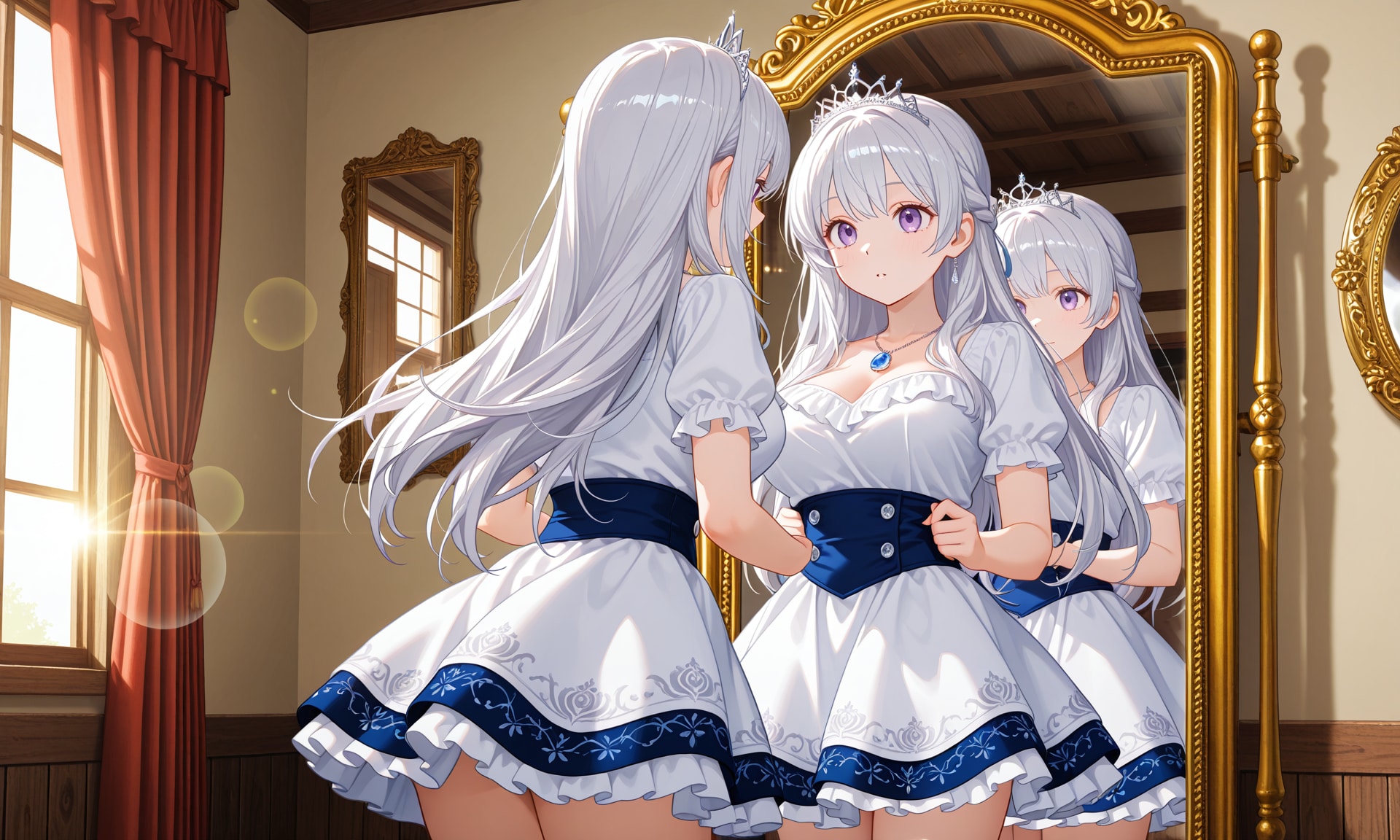 《習作》鏡と少女 PixAI版 | の人気AIイラスト・グラビア