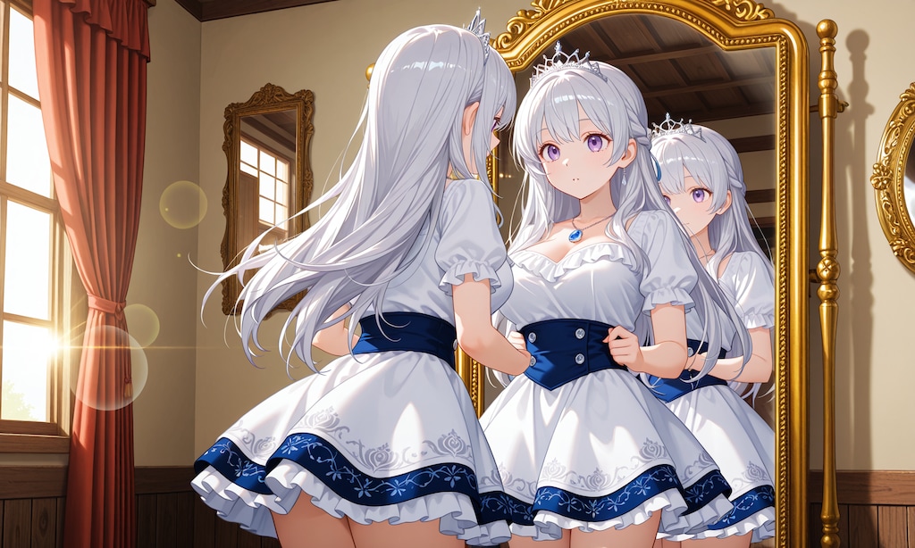 《習作》鏡と少女 PixAI版