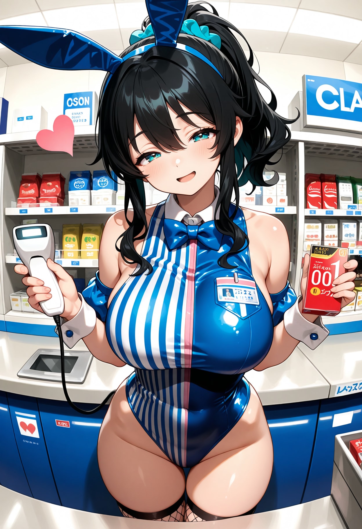 突然ロー〇ンの制服がバニースーツに！！ | の人気AIイラスト・グラビア