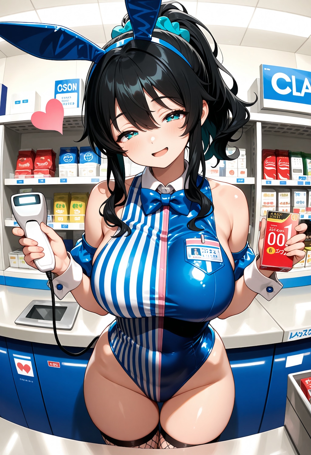 突然ロー〇ンの制服がバニースーツに！！