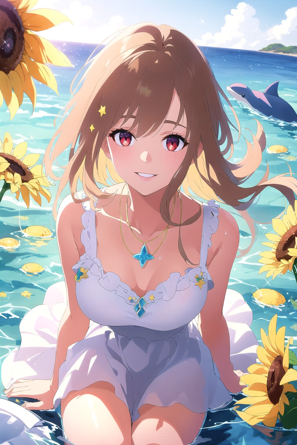 i2i OPAL 海で美少女ちゃん | の人気AIイラスト・グラビア