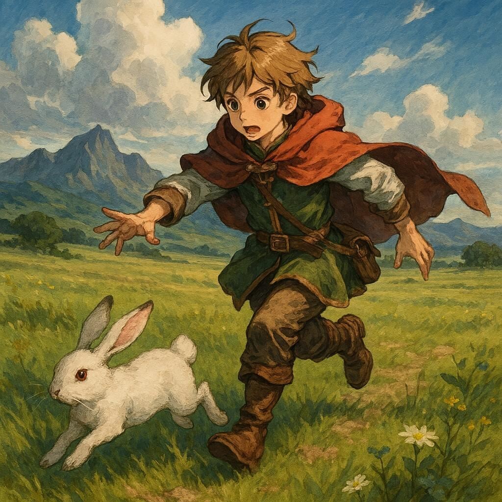 ウサギを追う少年