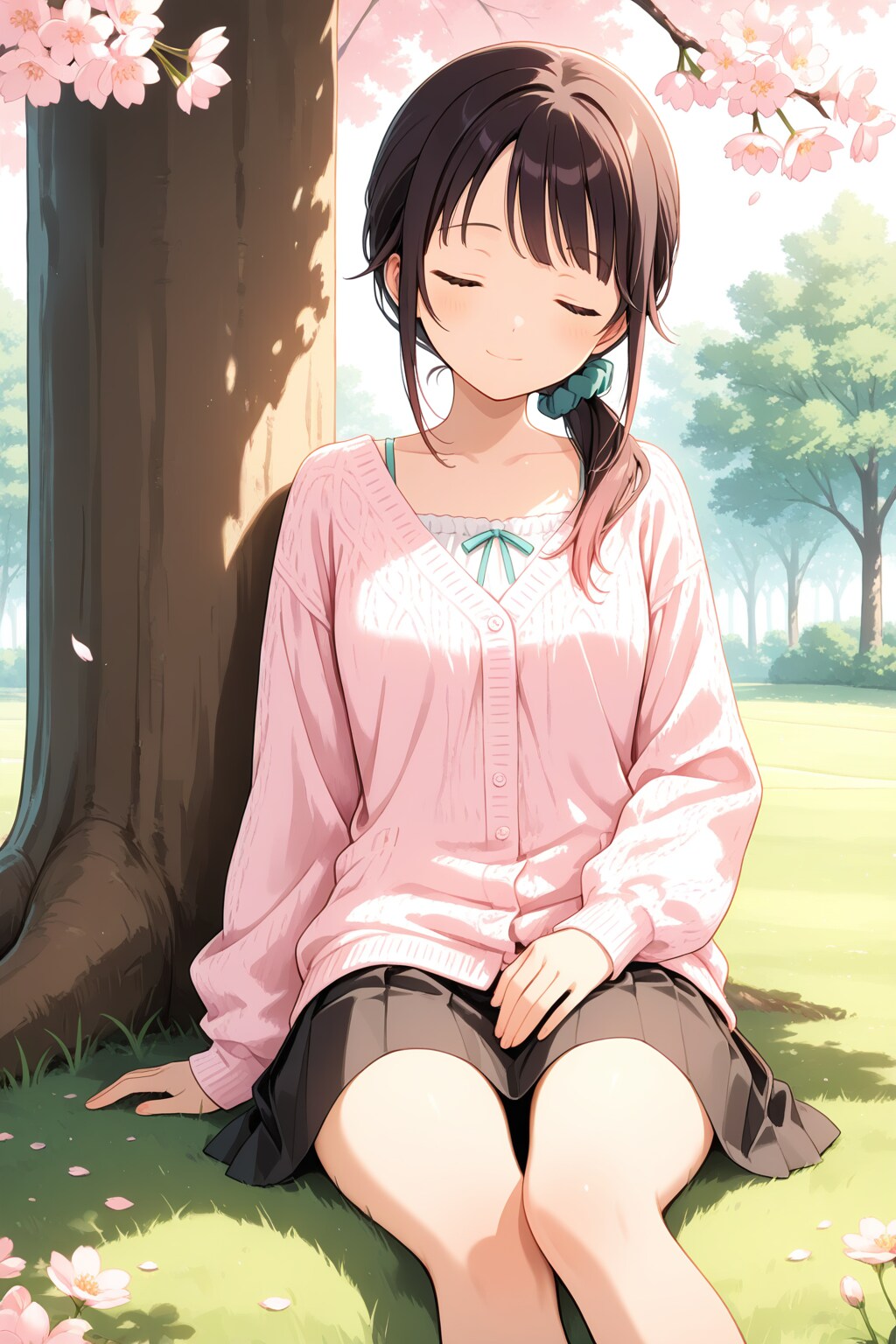 桜の木の下でうたた寝 | の人気AIイラスト・グラビア