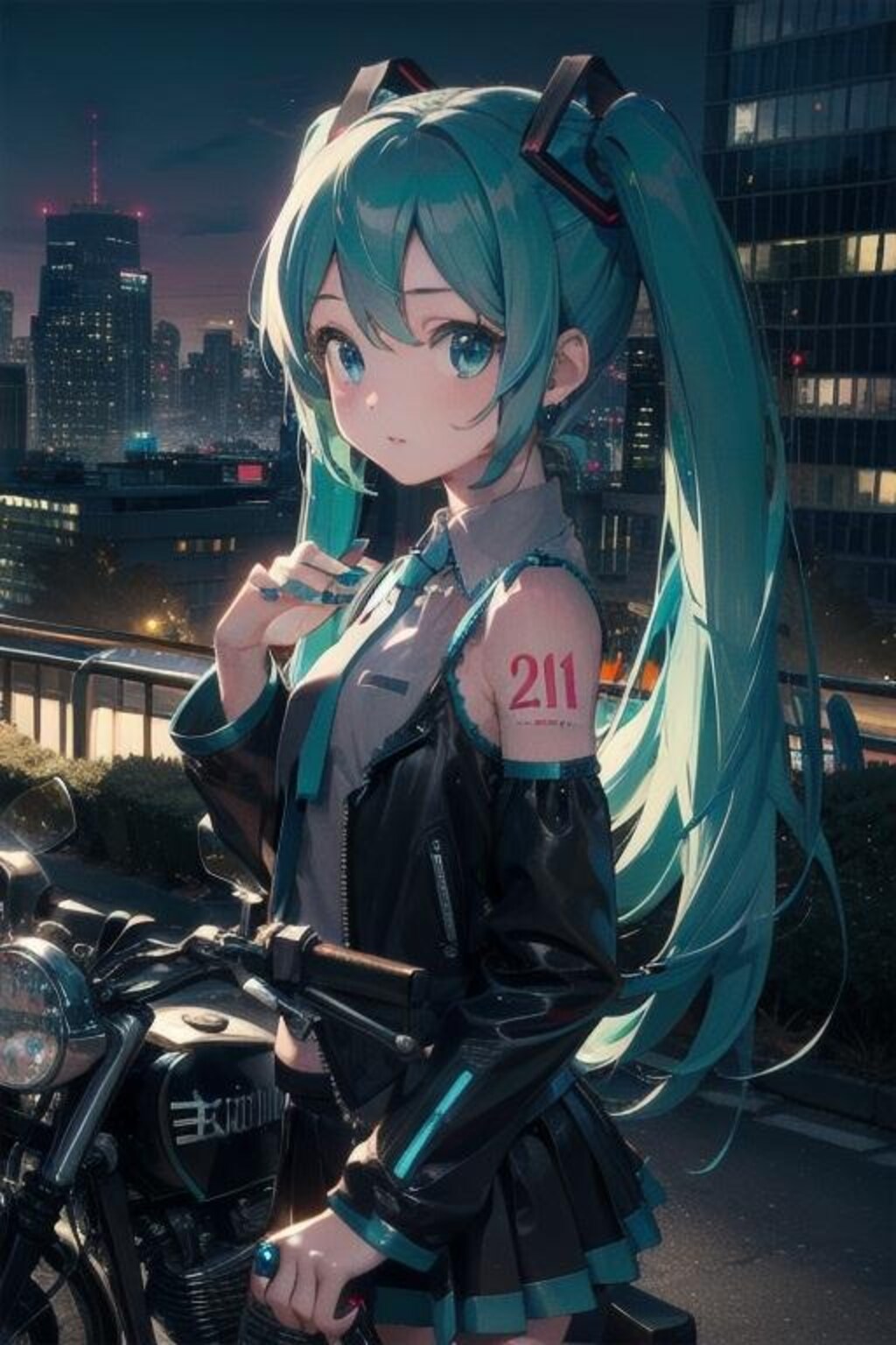 夜のミク　PixAI