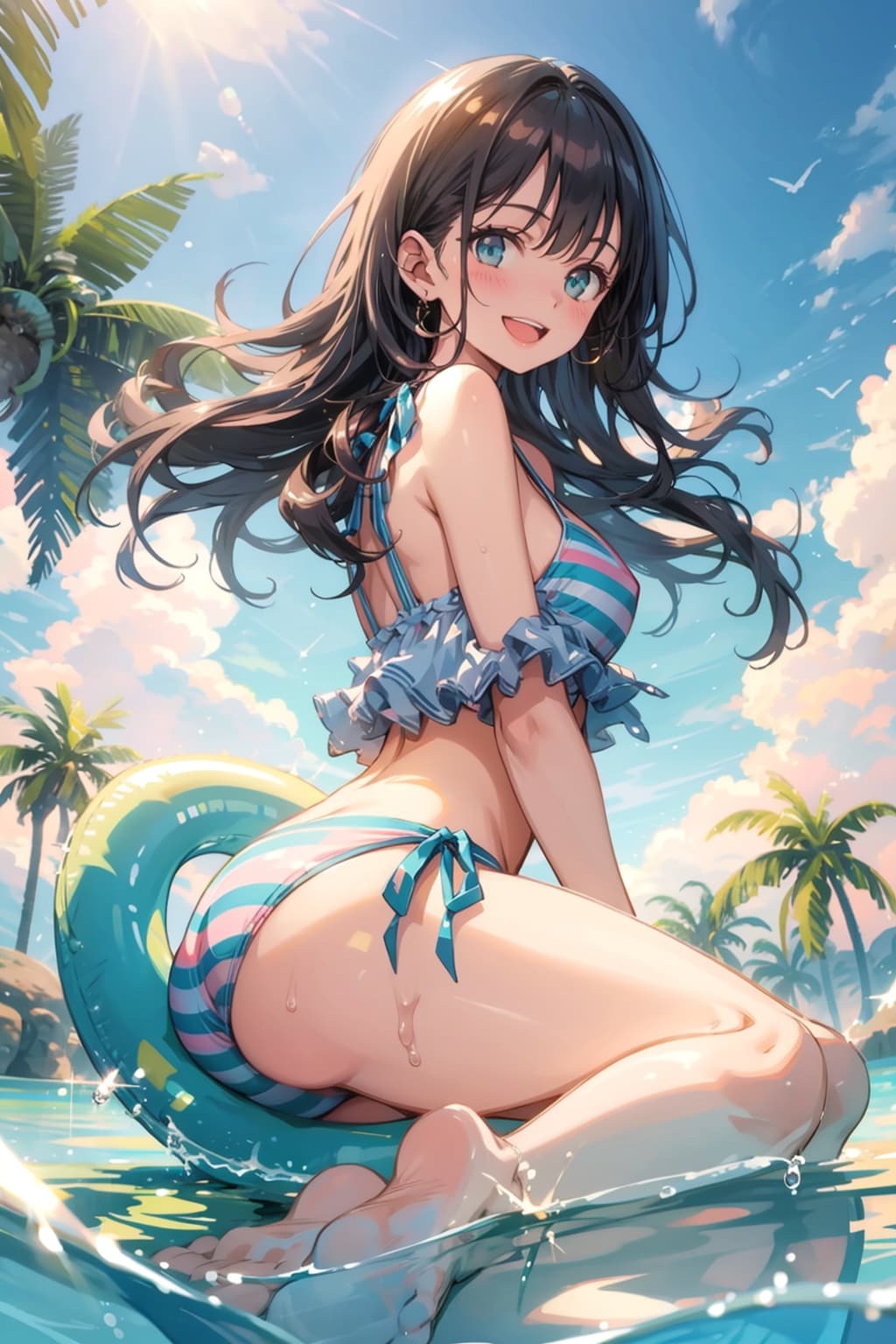 水遊びの彼女