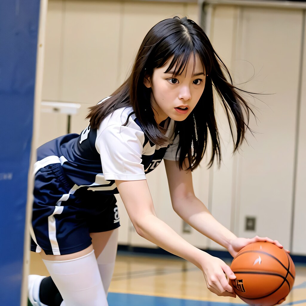 黒髪ロングでユニフォームの美女９６