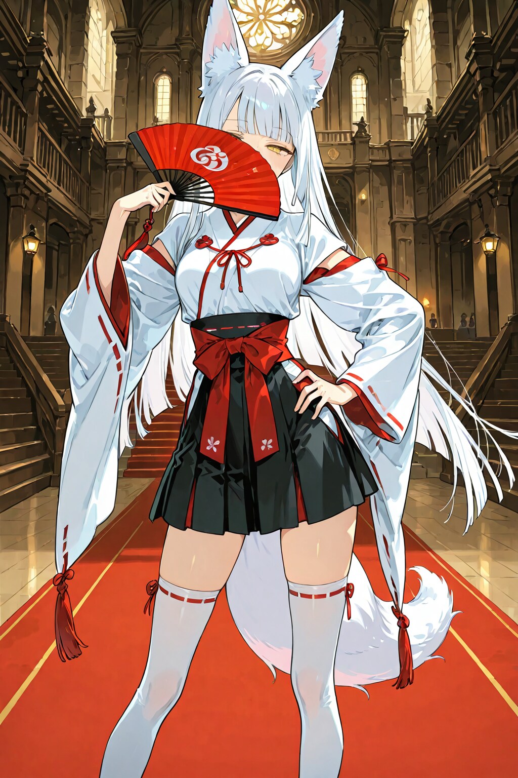 異世界SOS!!　五大賢者招集『異界召喚陣は発動したとはいえ、戦線は芳しくないのぉ……』白仙狐 | の人気AIイラスト・グラビア