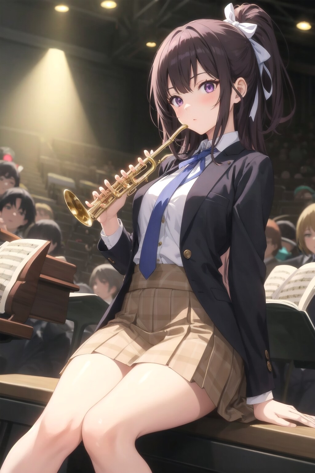 黒髪ロングのトランぺッター６ | の人気AIイラスト・グラビア