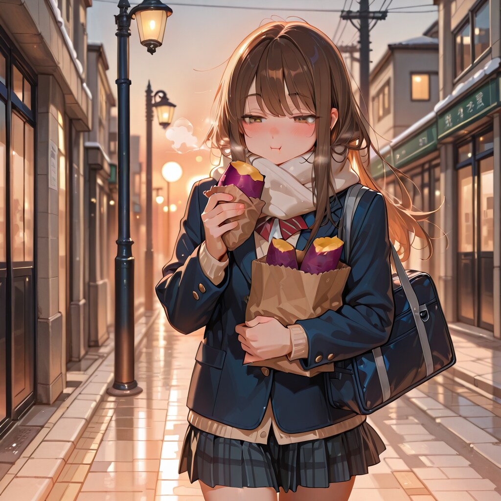 焼き芋を頬ばる帰り道