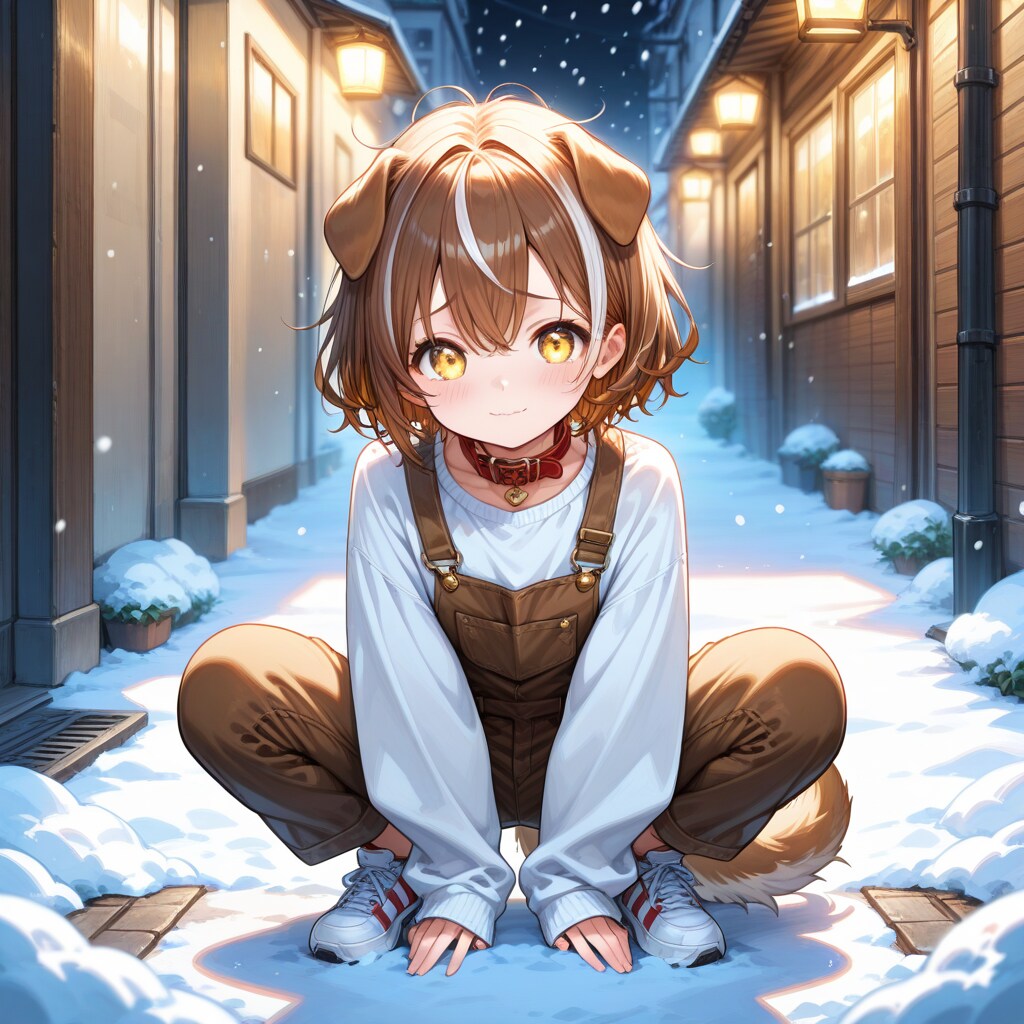 雪の日に引き取った豆柴娘
