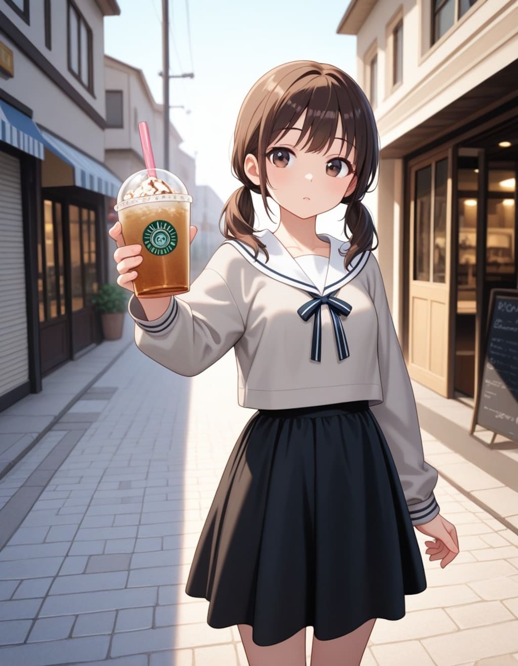 飲み物を掲げる子