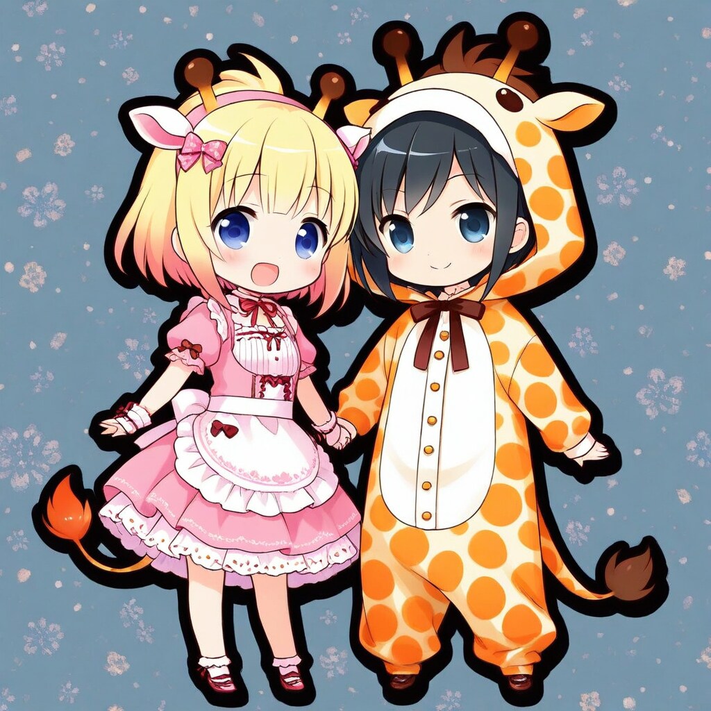 キリン着ぐるみとメイドさんを混ぜ混ぜしたちび子ちゃん