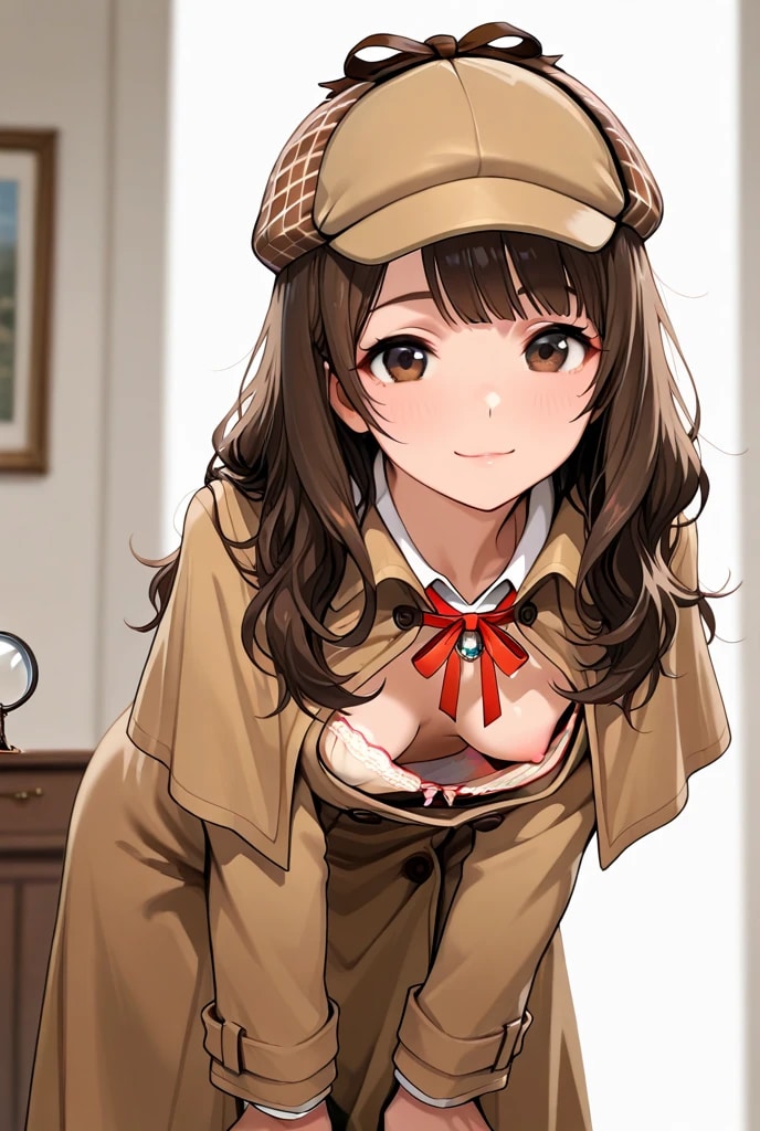 探偵の胸チラ