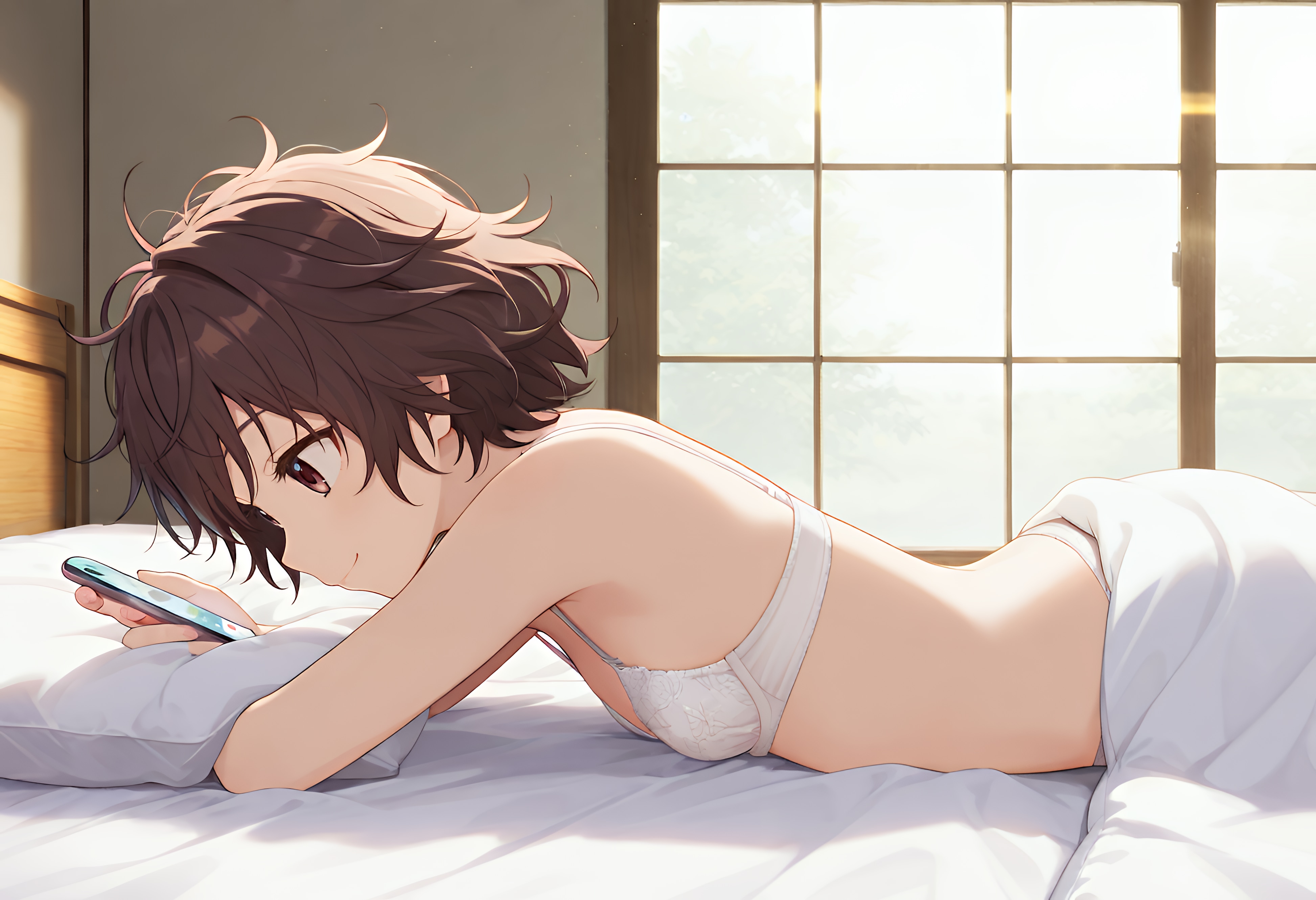 寝ながらスマホ