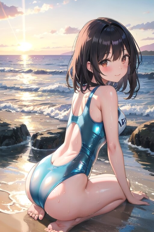 静かな海の夕暮れ
