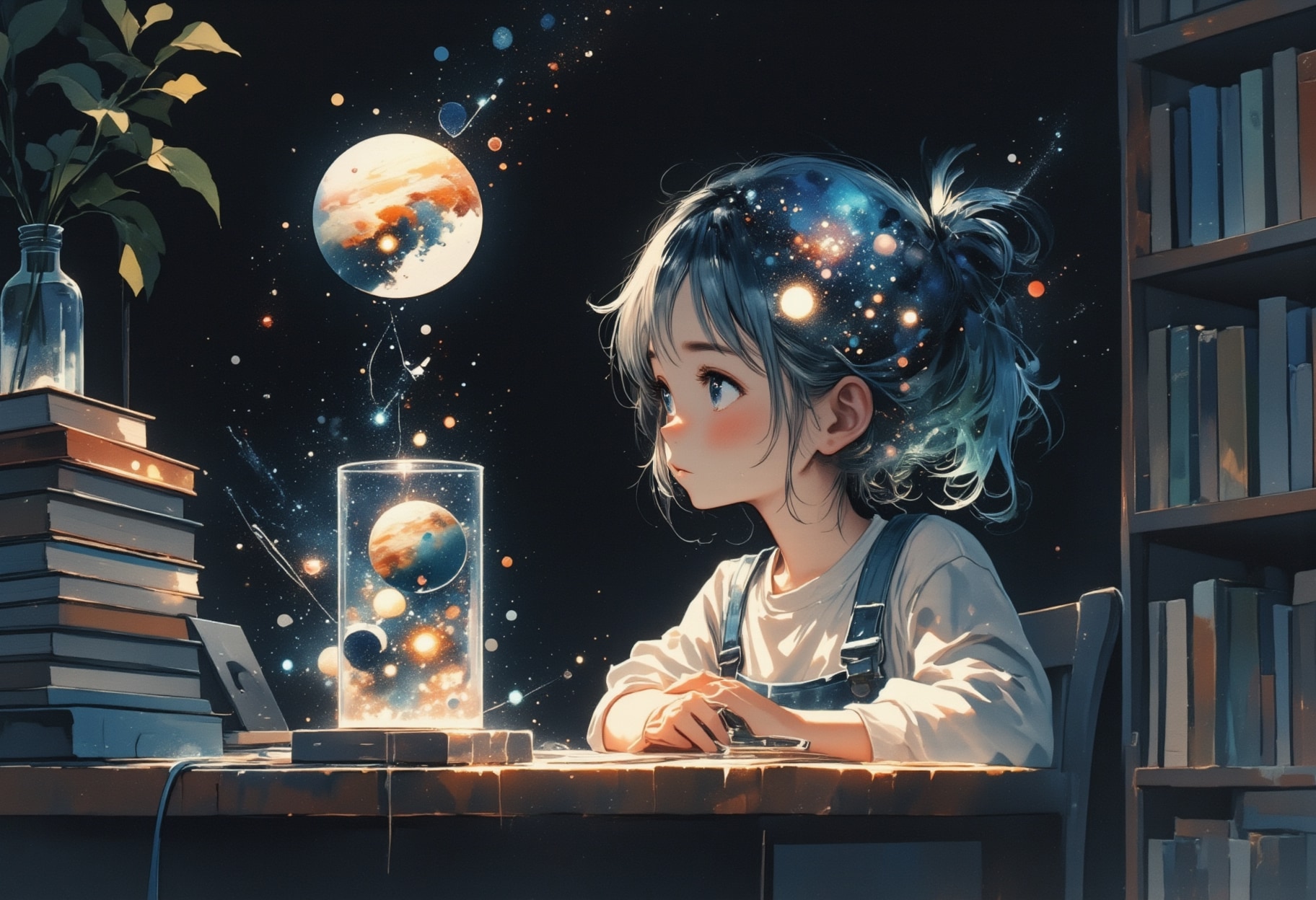 宇宙を見つめる女の子 3