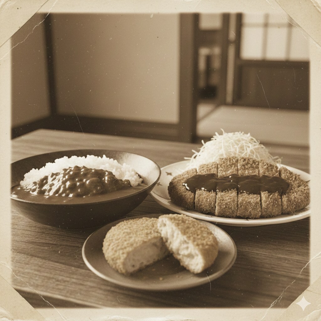 【大正流行飯】カレーライス、コロッケ、とんかつ | の人気AIイラスト・グラビア