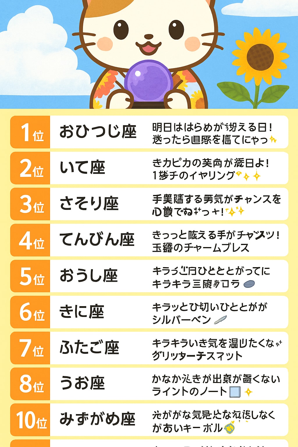 チャトピちゃん占い(08/06)