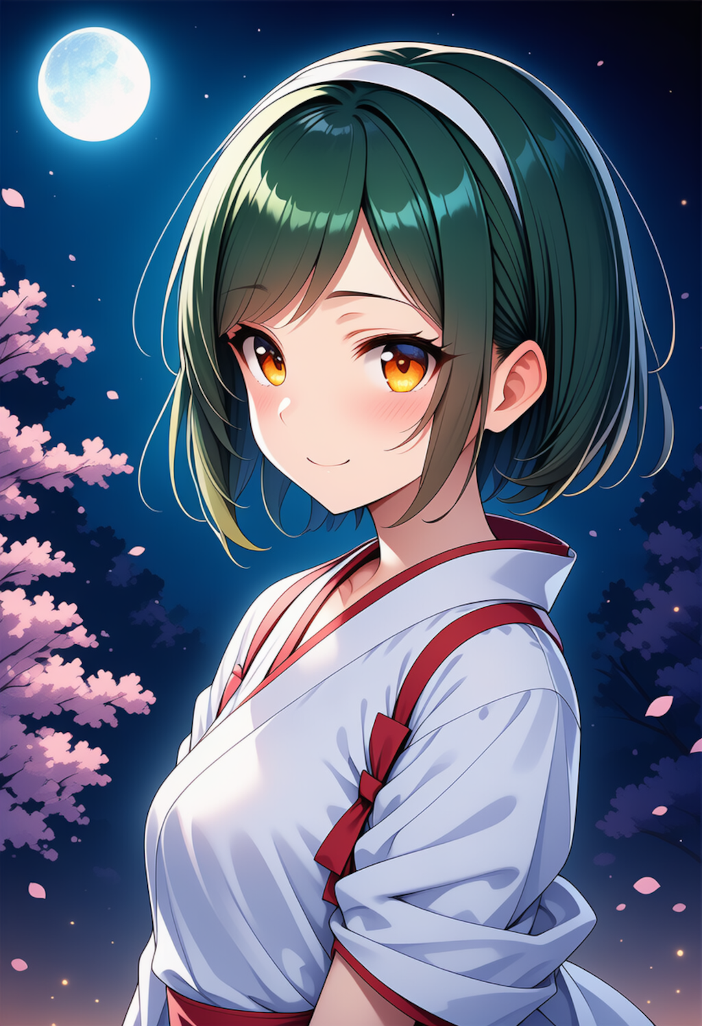 月明かりに照らされて