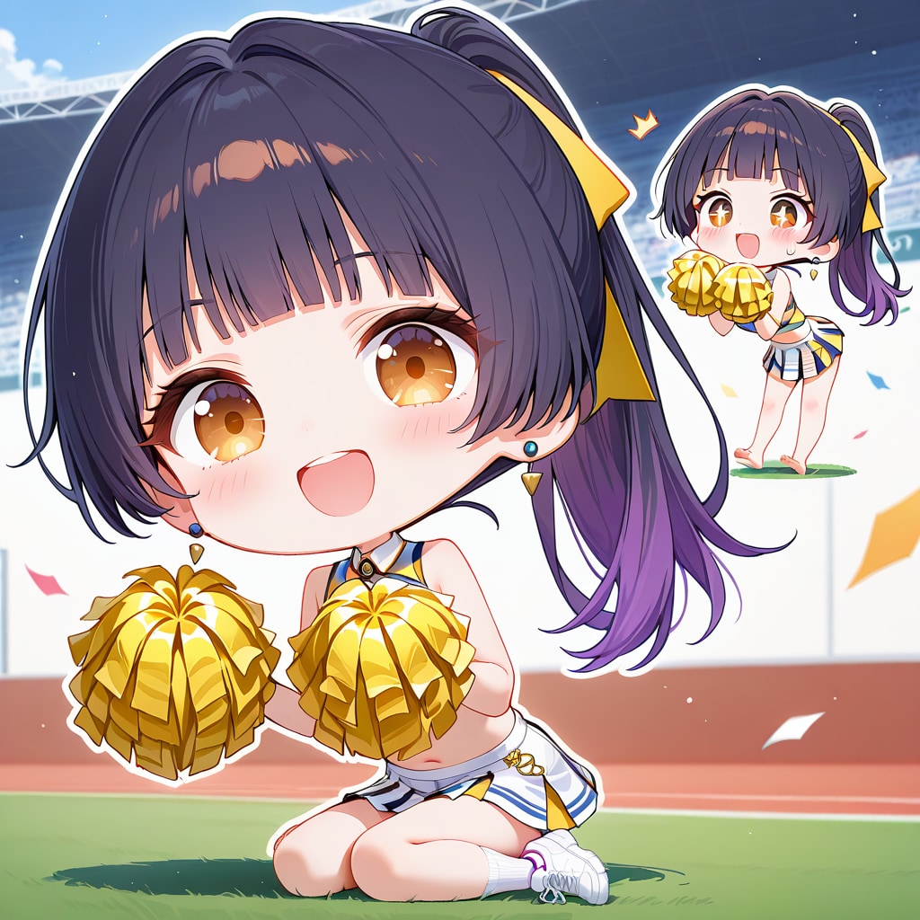 倒れても覗き込んで応援するチアガール