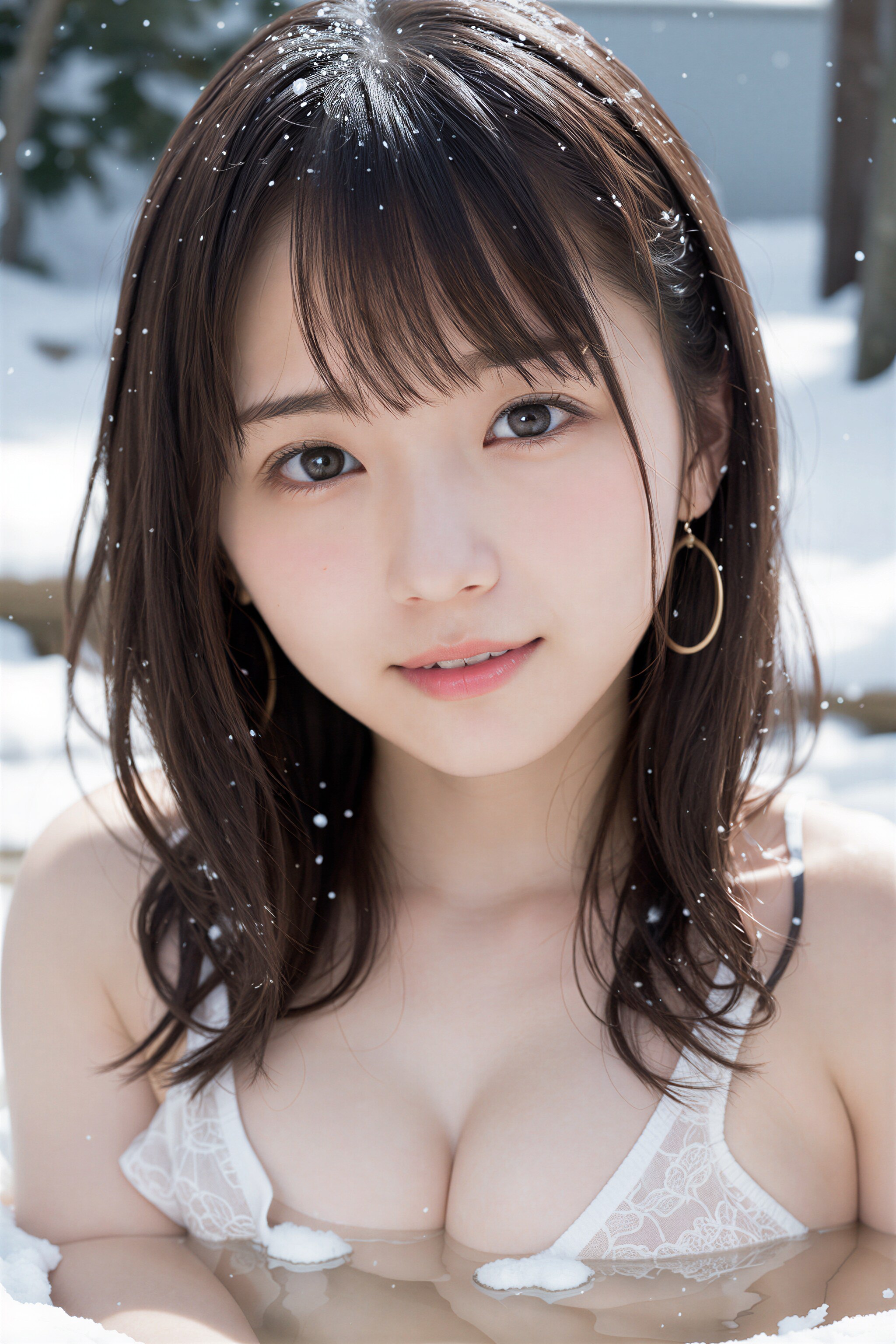 雪の温泉
