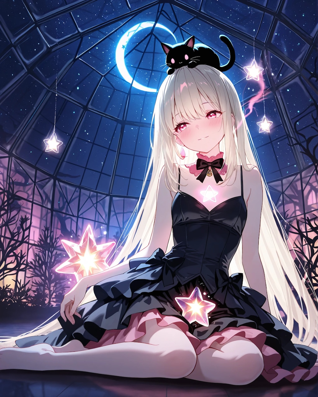 温室で猫と一緒