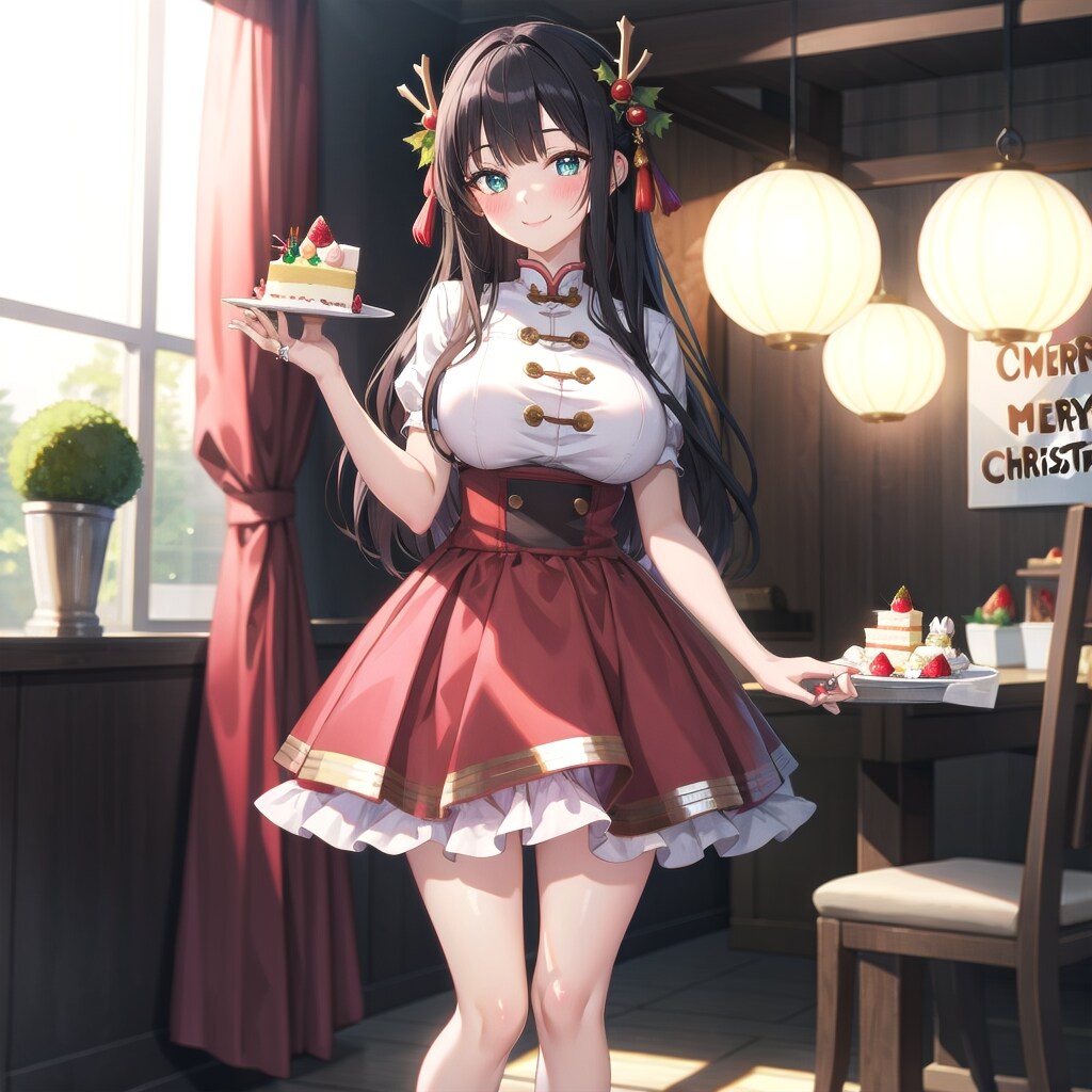 中華風のお店とケーキ