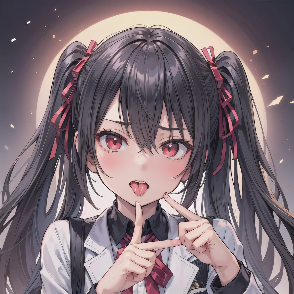 黒髪ツインテの舌出し少女６