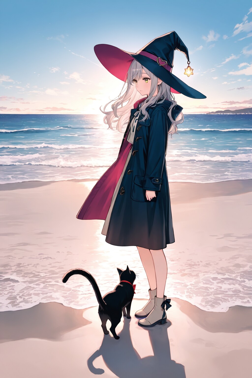砂浜の魔女と黒猫