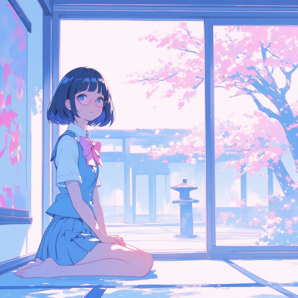 厳格な祖父の家で久々の対面を緊張して待つめがねちゃん