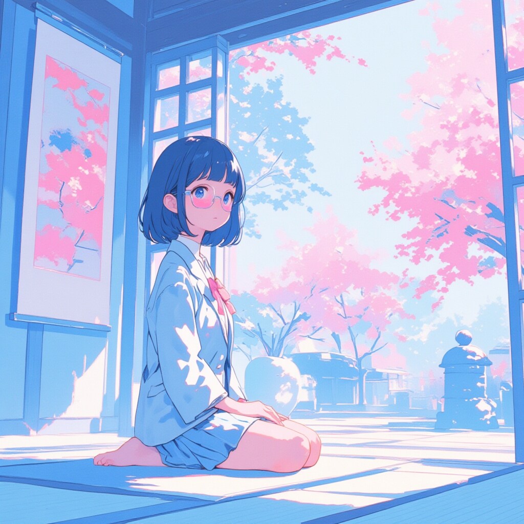 厳格な祖父の家で久々の対面を緊張して待つめがねちゃん