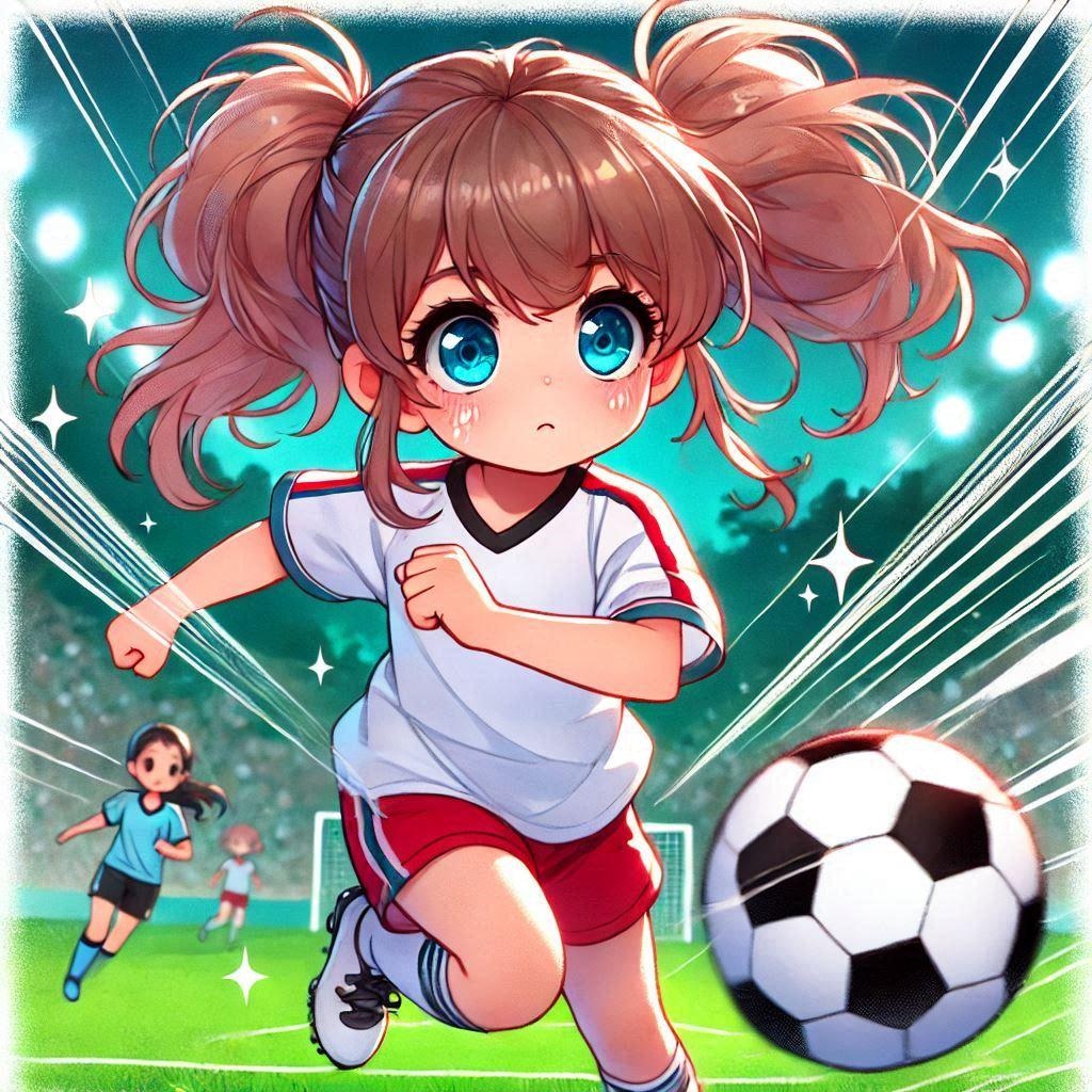 サッカーを楽しんでいる小さな女の子