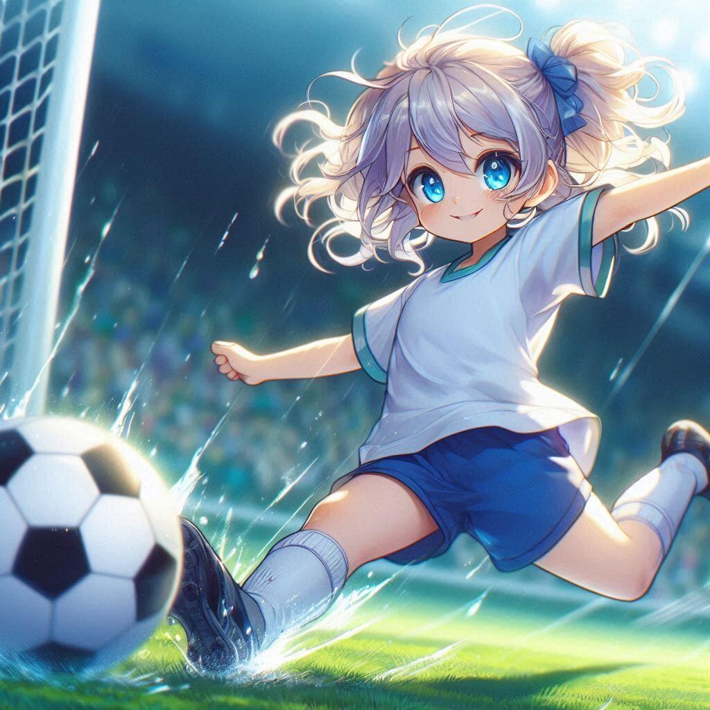 サッカーを楽しんでいる小さな女の子