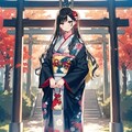 「黒髪の着物美人」の全身写真 3枚目