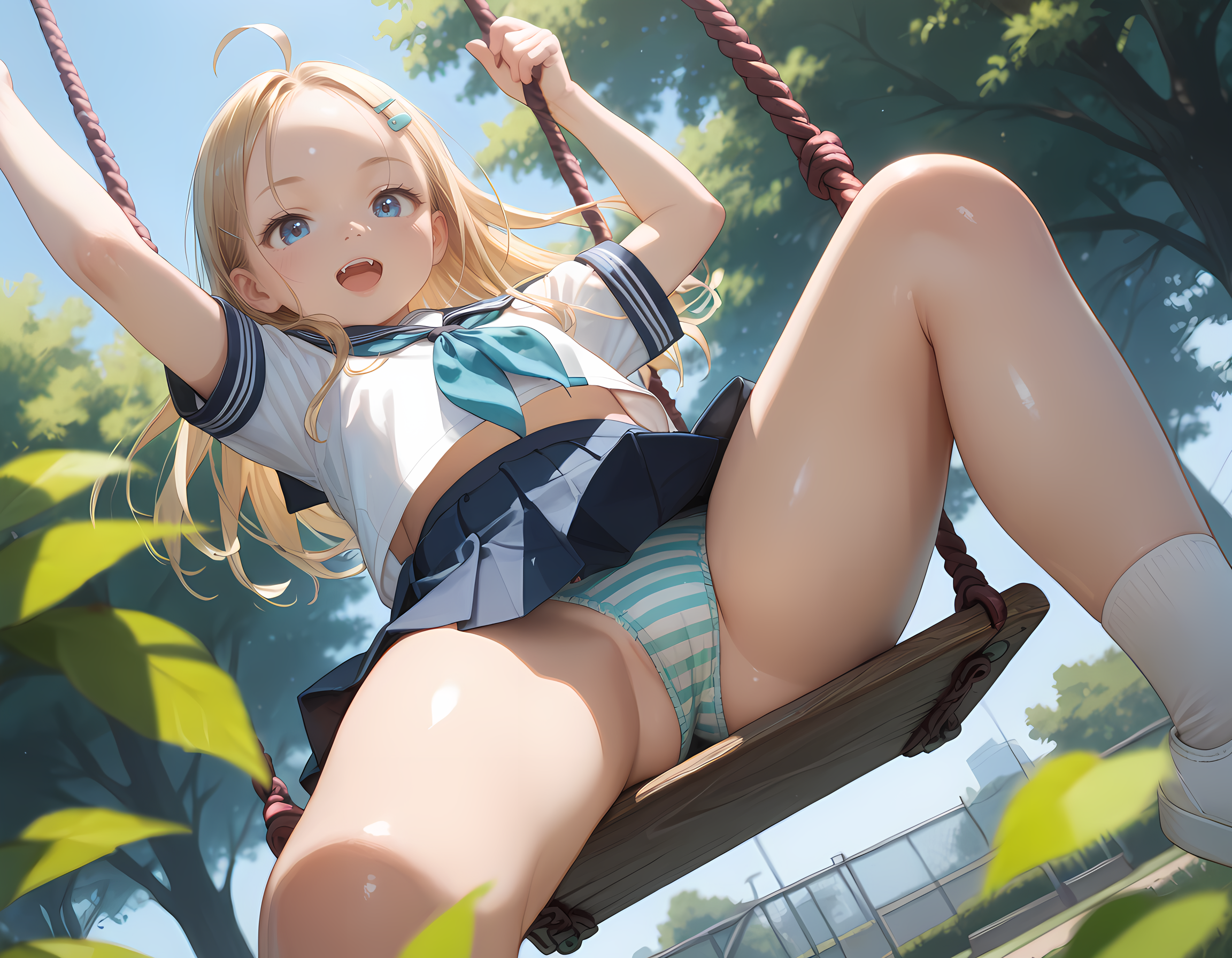 童心に帰ってブランコ遊び
