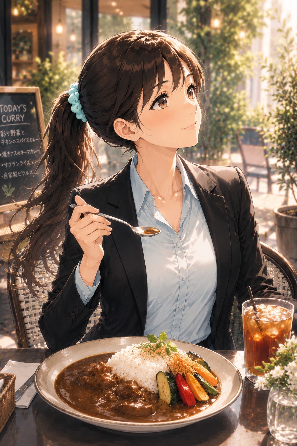 スーツでカレー