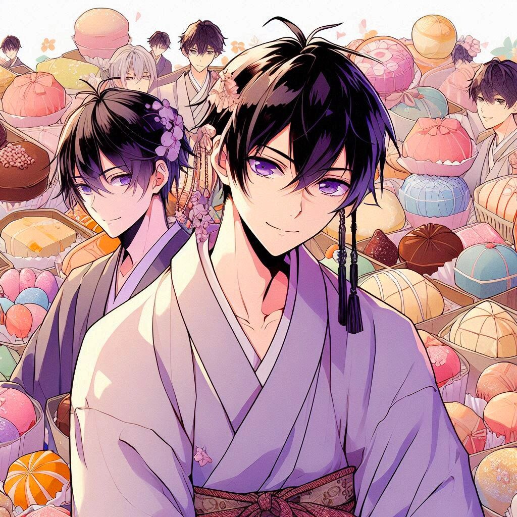 和菓子と黒髪短髪男性＊その1(9枚)