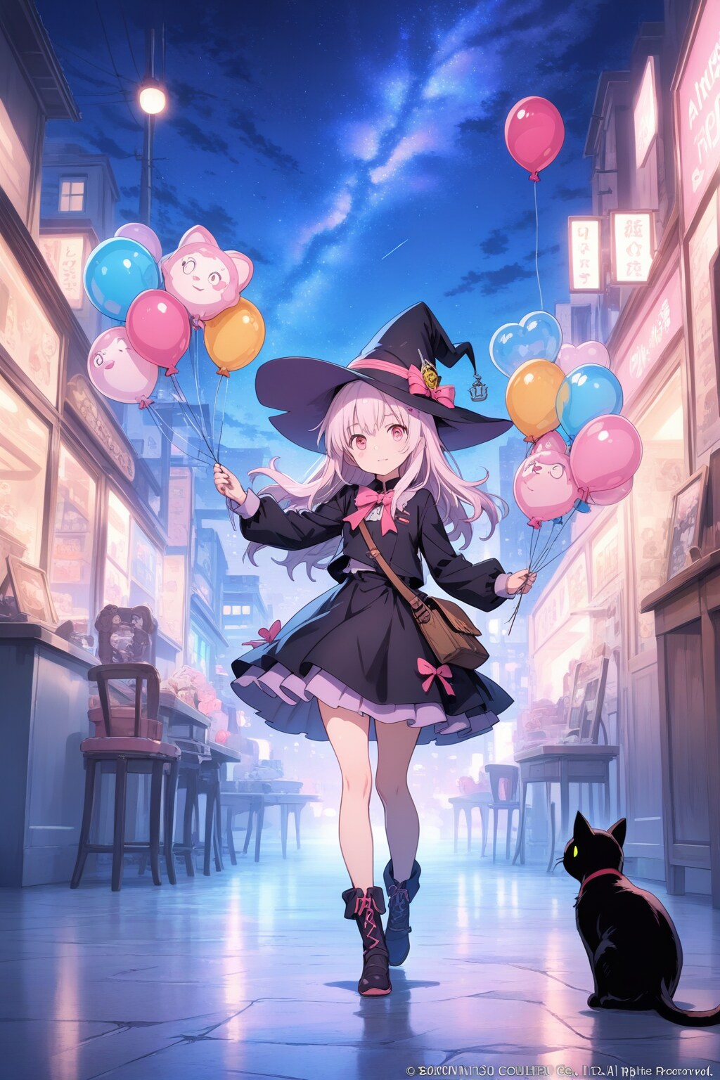 魔女と風船🎈と黒猫 | の人気AIイラスト・グラビア