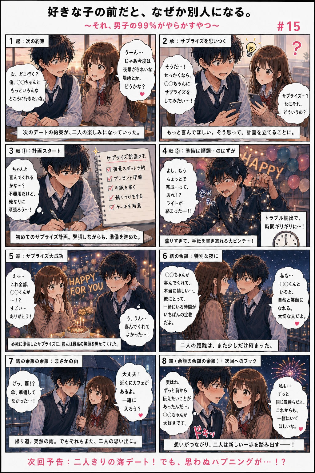 青春ラブコメシリーズ化：漫画生成GPT（GPTs） 「続きのストーリーの漫画を描いてください。」と言ったら続きができました。 勝手にストーリーが進行していきます。  #ChatGPT #カスタムGPT