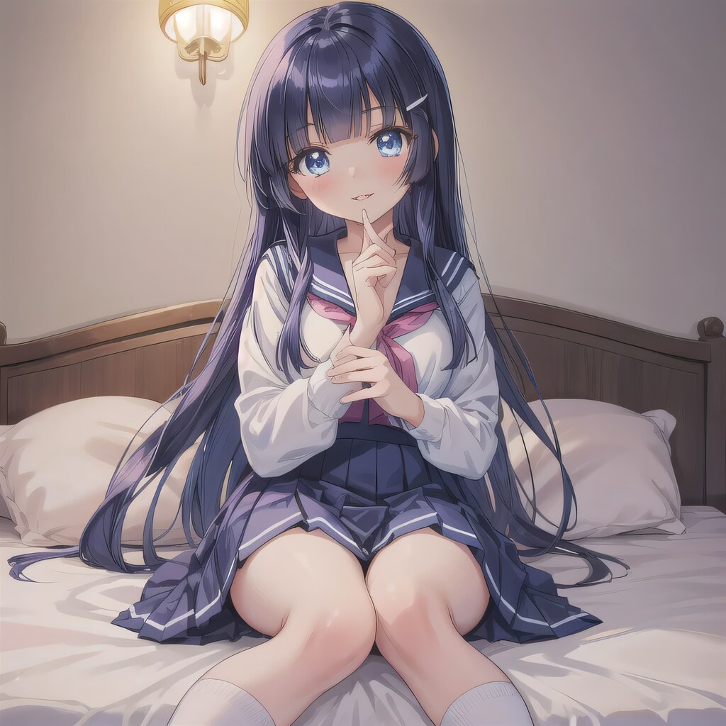 紫髪ロングで寝室の少女３