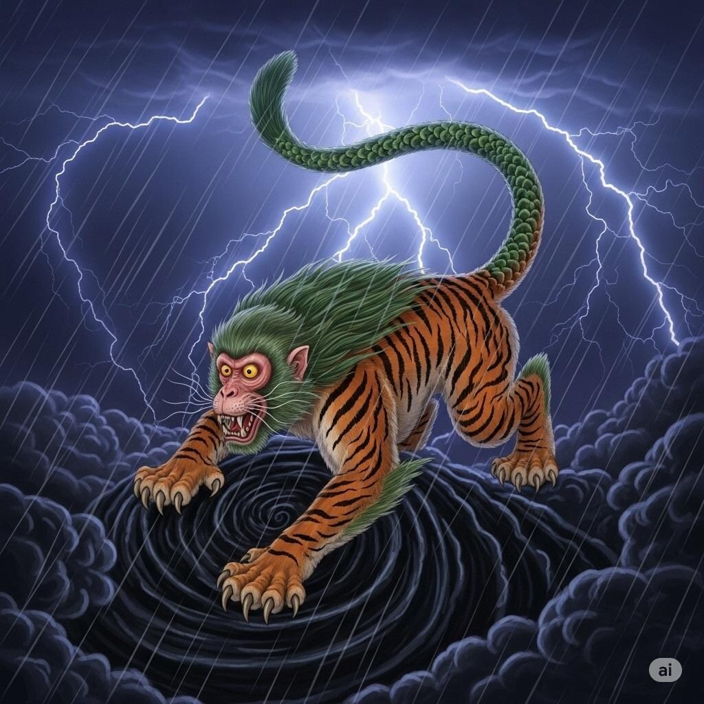 黒い雲の上のぬえ