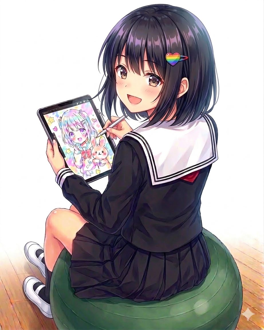 Gemini バランスボールに乗って | の人気AIイラスト・グラビア