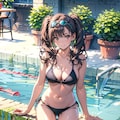 プールサイドのビキニ少女 4枚目