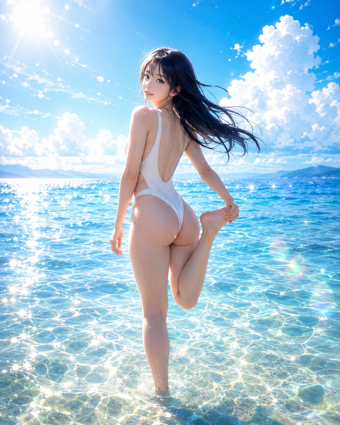 白い水着