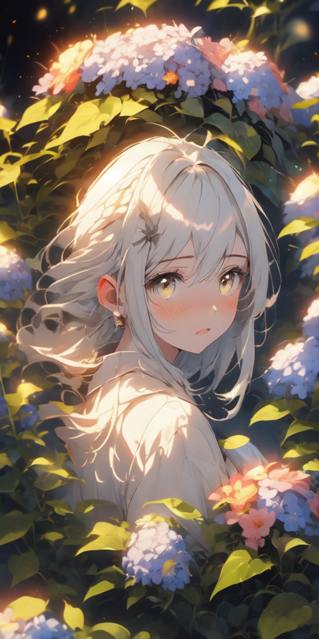 少女と花