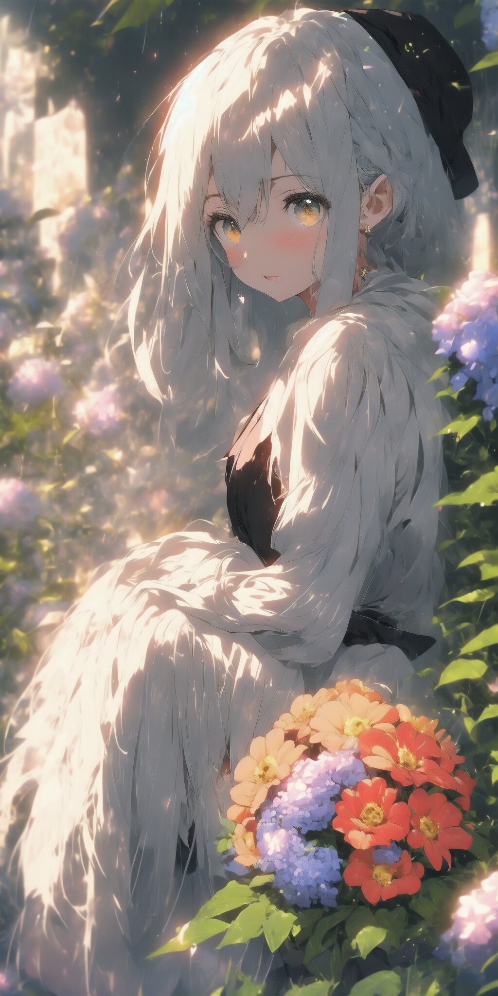 少女と花