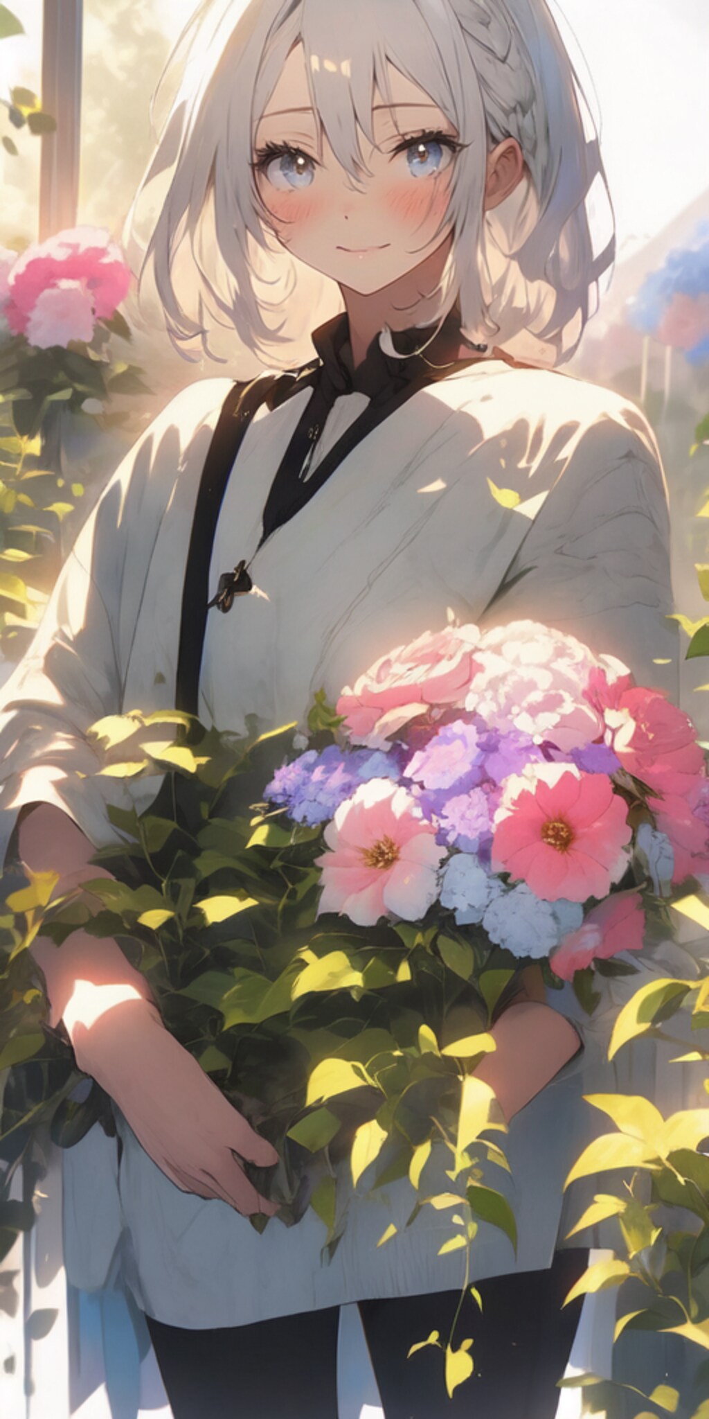 少女と花