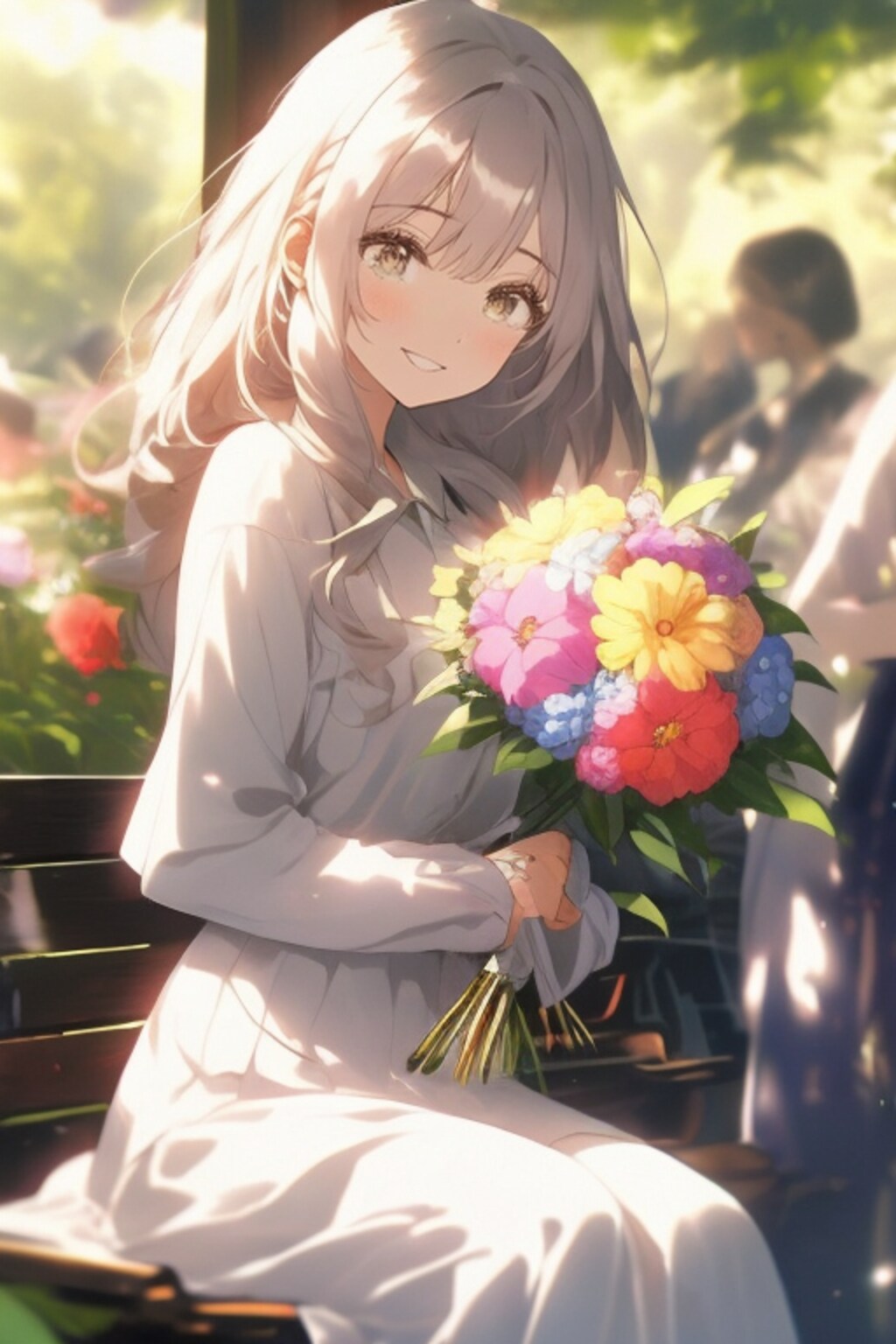 少女と花
