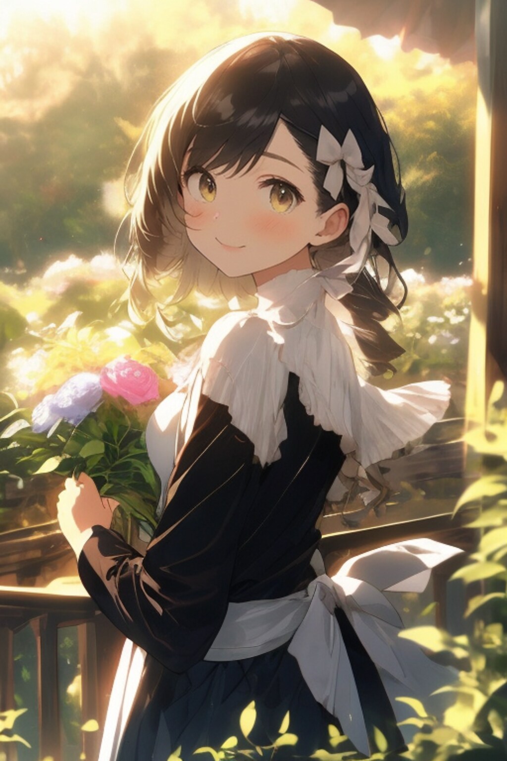 少女と花